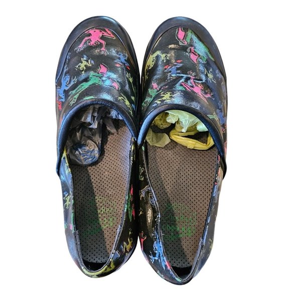 Dansko Vegan Volley Comfort Clogs Printed Frogs Black Size 39 US 8.5 9 Shoes - Picture 6 of 12